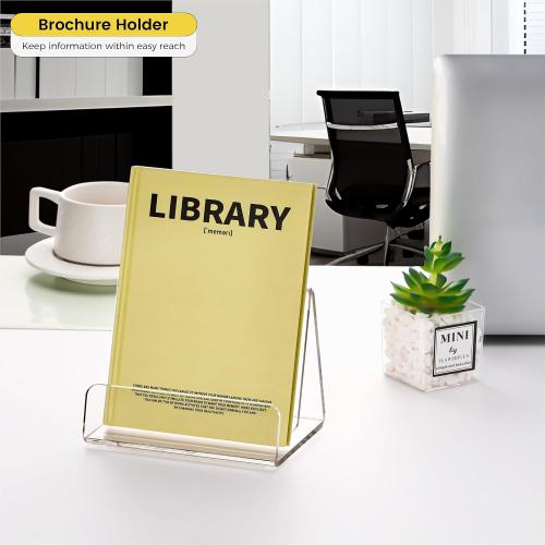 HeZone Acrylic Brochure Holder 5x6 Inch,Clear Pamphlet Holder Display Stand for Trifold 4&5&6 Inch Flyers,Pamphlets,Booklets,Menu,Leaflets for Office,Home,Store,1 Pack,A5