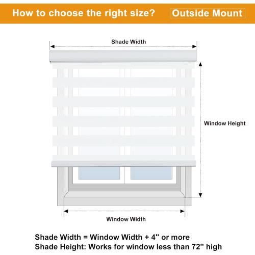 Persilux Zebra Blinds for Windows, Cordless Roller Blinds (34.5 W x 72 H, White) Light Filtering Sheer Window Treatments, Light Control for Day and Night, Room Darkening Roller Shades for Windows