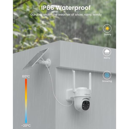 VIZIUUY 3MP Solar Security Cameras Wireless Outdoor, WiFi 6,360°PTZ Camera