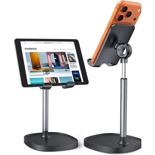LISEN Cell Phone Stand Phone Holder for Desk Office Decor, Office Desk Accessories Women PC Gaming Essentials iPhone Stand Gadgets Men Gift for Father Fit OtterBox Case Switch iPad Air Tablet 4-10 in