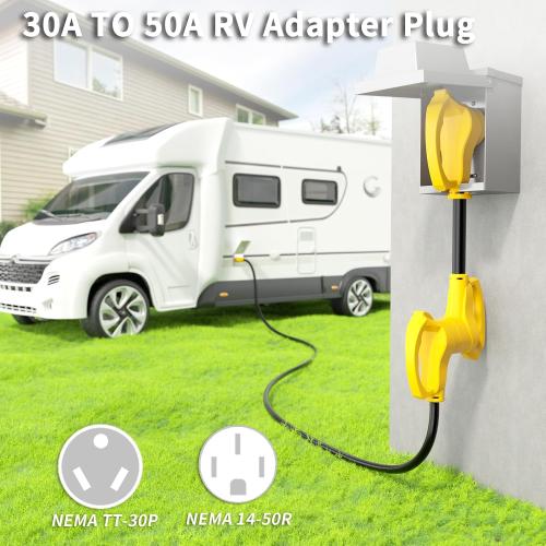 Vockjour 30 Amp to 50 Amp RV Adapter 3 Prong 12 Inch, 30A 125V, ETL Listed