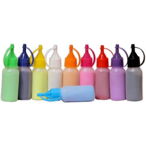 TOTA Rangoli Colours Powder Bottles | Set of 10 Unique Colours Powder in Squeeze Bottles - 800 Gram | Kolam Rangoli Tool for Floor Art, Craft, Home Decor, Pooja