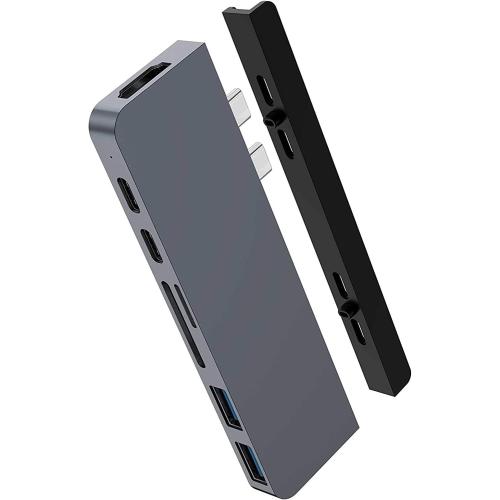 Hyper - New HyperDrive Duo 7-in-2 Hub - USB-C for MacBook Pro/Air - HDMI 4K60Hz HDR, USB-C 40Gbps 100W PD, USB-A 5Gbps, MicroSD/SD 3.0 UHS-I 104MB/s, 2 x USB-A 5Gbps - Space Gray