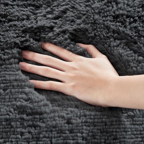 Floralux Area Rugs 9x12 Living Room, Dark Grey, Large Shag Rug Bedroom Rug, Ultra Soft Shaggy Fluffy Carpet for Playroom, Plush Modern Carpets for Kids Room, Dorm Home Decor Aesthetic