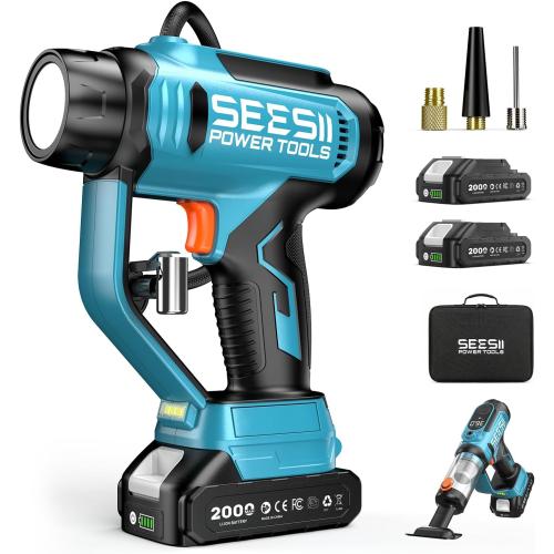 SEESII 3-in-1 Cordless Tire Inflator Air Compressor Car Vacuum & LED Light