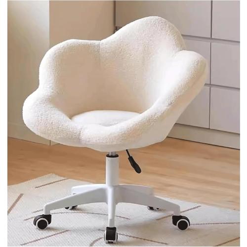 Swivel Office Chair Fleece Armchair Petal Vanity Chair W/Back Support Task Chair 11cm Height Adjustable Executive Chair one piece missing ‼️