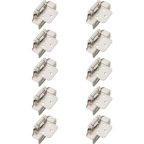 Franklin Brass (10-Pack) Self-Closing Cabinet Hinges 1/2' Semi-Wrap Overlay for Cabinet Doors Kitchen/Cabinets/Cupboards/Furniture, Satin Nickel H01915K-SN-B