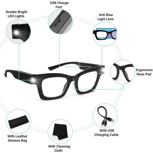 Magnifying Glasses with Light Rechargeable Reading Glasses Bright LED Readers with Lights for Close Work Reading