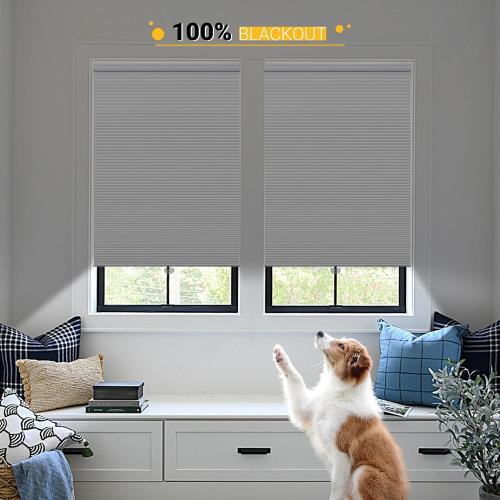 Cellular Shades Cordless Blackout Honeycomb Blinds Fabric Window Shades White(Blackout), 42 W x 72 H