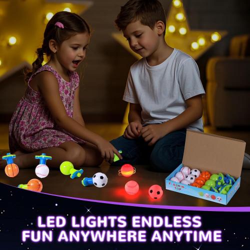 SCIONE 12Pcs LED Light Up Spinning Tops for Kids, Glow in The Dark Party Supplies, Easter Basket Stuffers, Birthday Party Favor Bulk Toys, Treasure Box Toys for Classroom Prize