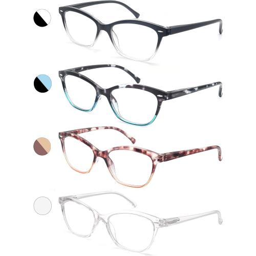 MODFANS Women Reading Glasses 1.25 4 Pair Stylish Ladies Readers with Comfort Spring Hinge Pattern Design Pouch Included