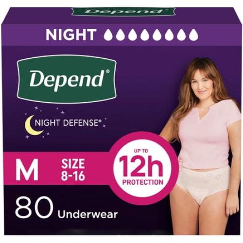 80 Count Medium Depend Night Defense Adult Diapers, Incontinence & Postpartum