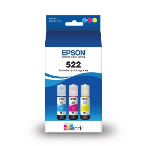 Epson 522 3pk Ink Bottles - Cyan Magenta Yellow (T522520-S)