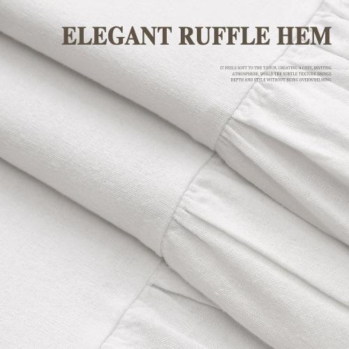 Farmhouse Shower Curtain Ruffle Linen White 72 W x 84 L