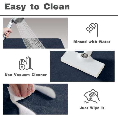 TYUU Toilet Rug, Thin Toilet Rugs U Shaped Washable Non Slip Absorbent Quick Dry Low Pile Toilet Mat, 20x24 U Shape Navy Blue
