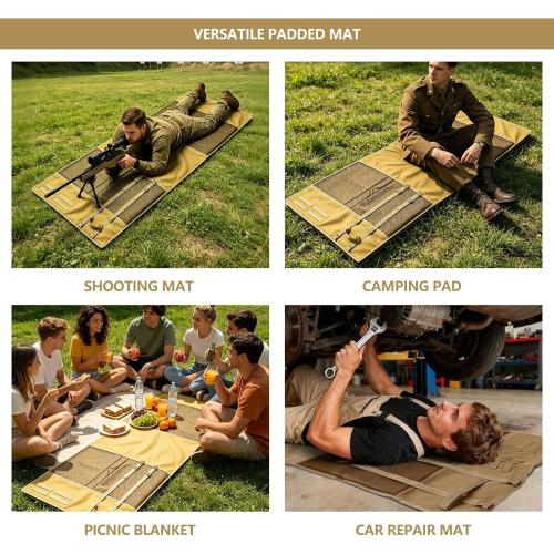 Shooting Mats Prone Padded,Large Shooting Mat,Shooting Pad with MOLLE Webbing&Thickened Padding,Portable Roll Up Shooting Mat Waterproof,Foldable Outdoor Tactical Mat for Long Range Shooting Hunting