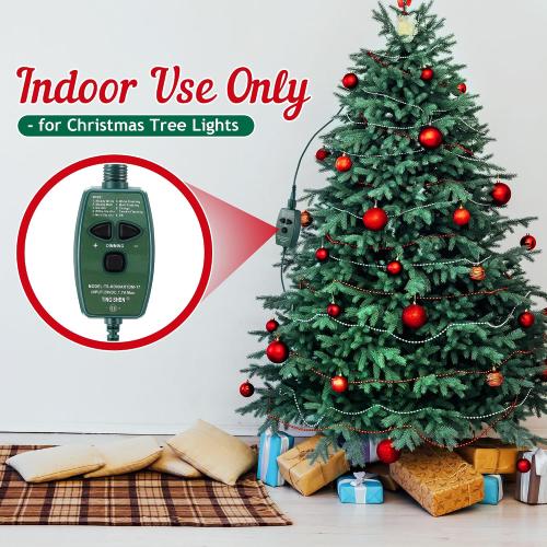 Meonum 1/2 inch Plug Extension Cord for Christmas Tree Lights, Hand Switch with 9 Light Modes Remote, Dimmable, Timer, 15 ft Power Cord Push Button Compatible with TS-8W29V TS-13W29V to TS-48W29V