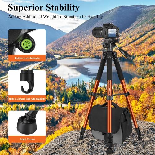 Victiv Tripod, 74” Camera Tripod for Cell Phone with Phone Holder, Orange