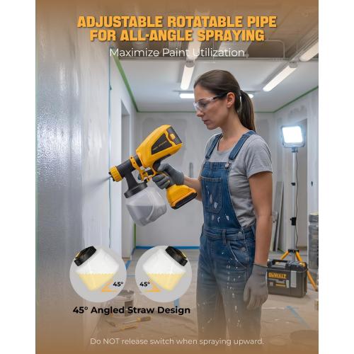 Cordless Paint Sprayer Fits for DEWALT 20V MAX Battery (No Battery)
