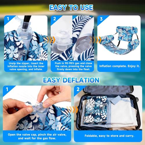 3 Pack Pool Floats Adult, Adjustable Heavy Duty Inflatable Pool Floats Chair, Portable Pool Float Lounger for Adults & Kids, Pool Floaties Noodles for Summer Pool Beach Lake Party Relaxing Fun