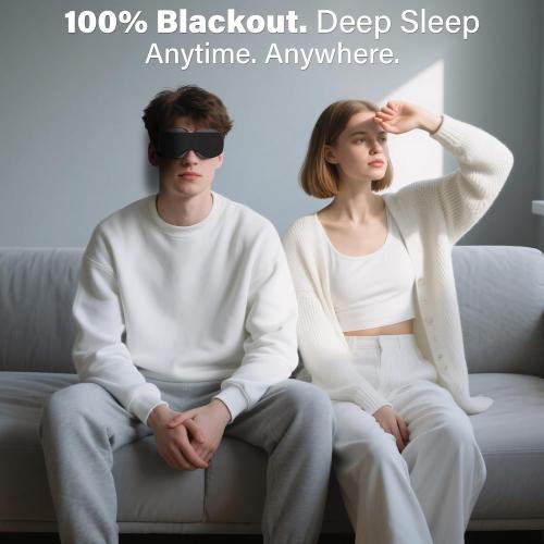 Sleep Mask for Dry Eyes, 100% Blackout Hydrating Sleeping Mask Black