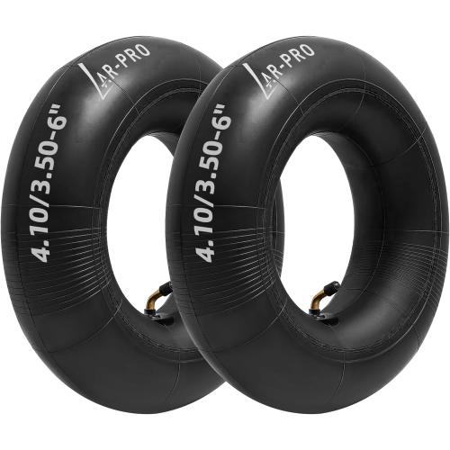 AR-PRO 4.10/4.00/3.50-6 Inner Tubes with TR-87 Bent Valve, Replacement 13x4.00-6 Heavy-Duty Tubes for Lawn Mowers, Tractors, Wheelbarrows, Hand Trucks, Yard Trailers, Snow Blowers and More – 2 Pack