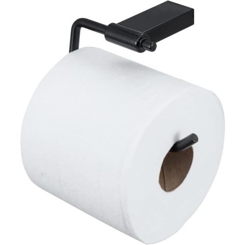 MyGift Modern Toilet Paper Holder with Matte Black Finish, Premium Hotel Series Wall Mounted Stainless Steel Bathroom Toilet Roll Dispenser