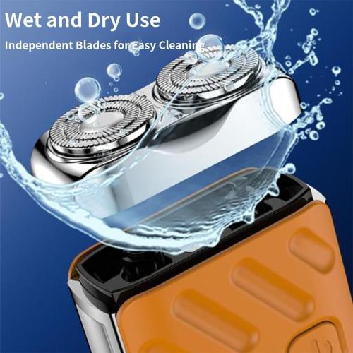 Mini Shaver with Magnetic Blades, Dual Head Rotary Electric Razor, USB Fast Charge Wet Dry Waterproof Travel Shaver for Men, Home Car Use