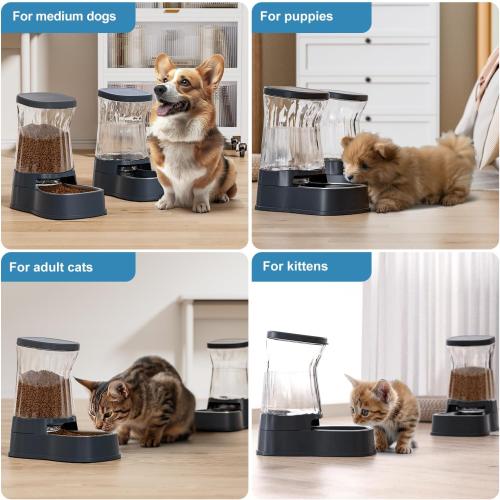 Automatic Dog Water Dispenser & Feeder Food Set, 304 Stainless Steel Bowls