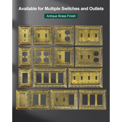 2-Pack Paisley Pattern Metal Quad Toggle Light Switch Cover Plate
