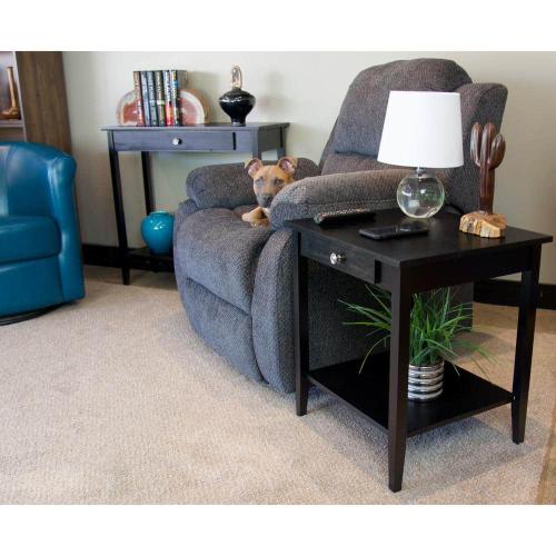 18 in. Black 22 in. Square Acacia Wood End Table with Drawer and Shelf