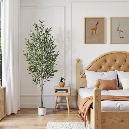 Alupssuc 3FT Faux Olive Tree with Fruits White Pot, Indoor Home Decor 2 pack