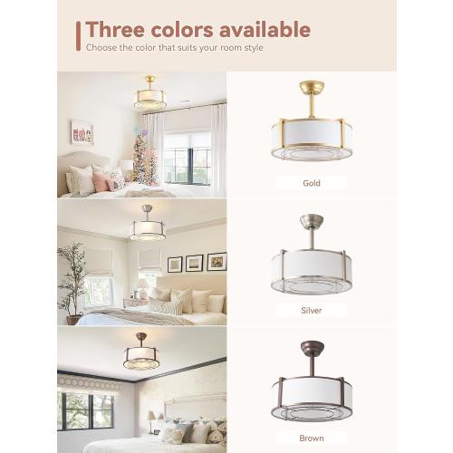 20 Gold Fandelier Ceiling Fans with Lights, Boho Rattan Ceiling Fan with Light Remote Control, Caged Mid-Century Modern with 6 Speeds for Bedroom, Nursery, Living Room