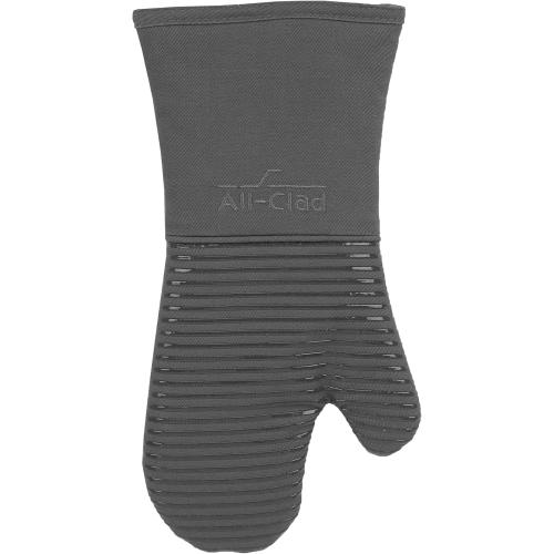 All Clad Silicone Oven Mitt: Heat Resistant up to 500 Degrees - 100% Cotton & Silicone, 14x7 Oven Mitt for Kitchen and Barbeque, 2-Pack, Pewter