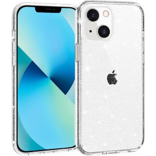 TENOC Phone Case Compatible with iPhone 13 & iPhone 14, Glitter Case Clear Sparkling Protective Bumper Cute Cover for Girls Women