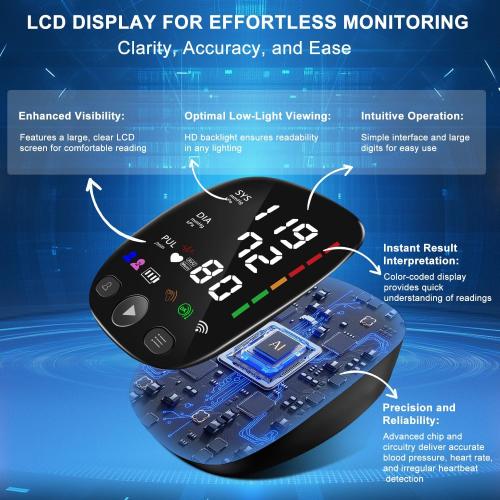 Bluetooth Automatic Blood Pressure Monitor for Home Use - with Adjustable Upper Arm Large Cuff (8.7-17.3), App Tracking, LED Display 2 Users 240 Sets Memory, Hypertension Detector