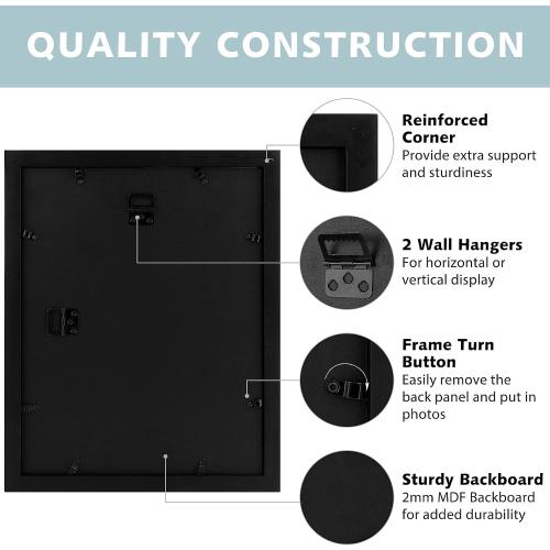 Golden State Art 11x14 Picture Frame,Rustic Black Solid Wood & Plexiglass