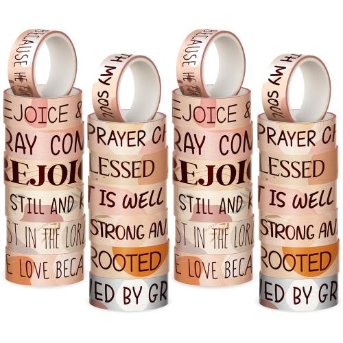 24 Rolls Christian Washi Tape Gifts, Boho Faith Religious