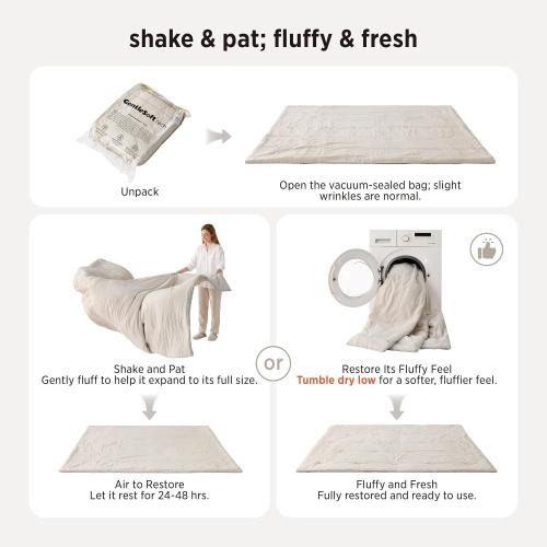 Bedsure Oversized King Comforter Prewashed Bedding Set 3Pcs Cream 120x98