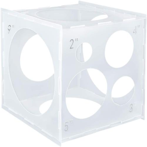 Auihiay 2-10 Inch Collapsible Plastic Balloon Sizer Box Cube, Balloon Size Measurement Tool for BalloonDecorations, BalloonArches, BalloonColumns