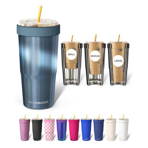 Frost Buddy Togo Buddy 30 oz Stainless Steel Vacuum Insulated Tumbler To Go Coffee Cup – Iced Coffee Cups, Iced Coffee Sleeve, Travel Mug, Thermal Cup for Hot & Cold Drinks, Dunkin Cup (Opal Sky)