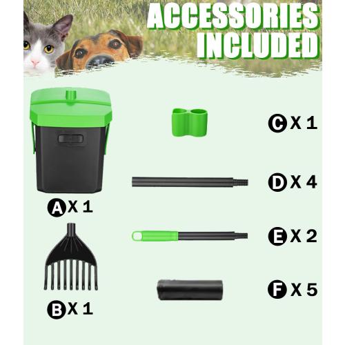 FUSBUNTY Dog Pooper Scooper, Swivel Bin & Rake Set with 100 Waste Bags