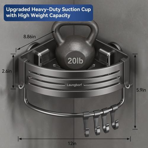Corner Shower Caddy Suction Cup, Gray (1 Pack)