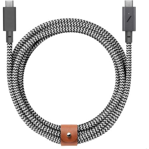 Native Union Type-C Belt Cable Pro - 240W USB-C to USB-C 8ft Ultra-Strong Charging Cable with Leather Strap Compatible with iPhone Air, 17 Pro Max, MacBook Pro 14/16 M4, Air 15 M3 (Zebra)