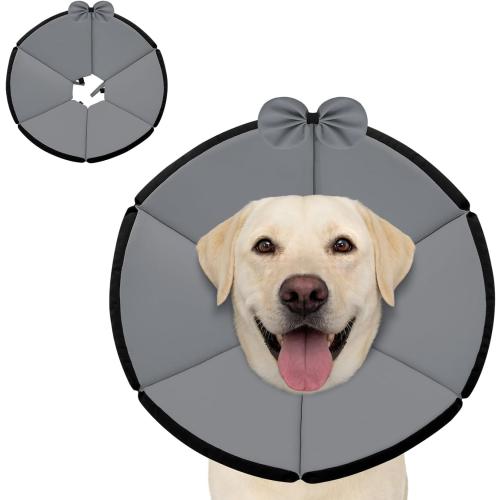 MAXFUT Soft Dog Cone Collar,Foam Cone for Dogs to Stop Licking After Surgery,Non Inflatable Dog Donut Cone (Grey, XL)
