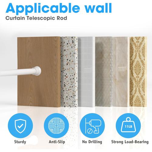 MEXAU White Tension Curtain Rods18 to 36 In,Small Curtain Rods No Drilling