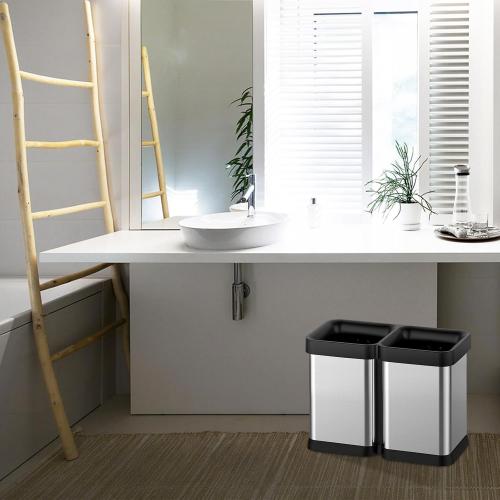GAOMON 2x5.3 Gallon Kitchen Trash Can, Dual Compartment Waste Bins, Open Top, No Lid Stainless Steel Trash Bin for Kitchen, Office, Restaurant