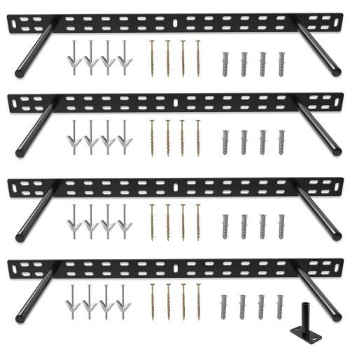 Hungsmart- 4 X 22 Inch Heavy Duty Floating Shelf Bracket - Long Wall Shelves Support Hidden Floating Shelf Hardware Black Shelf Brackets Perfect for K