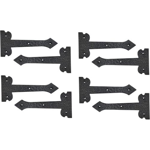 Adonai Hardware 8 Inch ''Agee'' Heavy Duty Antique Cast Strap False or Faux or Dummy Hinge Front (8 Pack, Matte Black) for Vintage Barn Doors, Gates, Furniture, Garage, Shutters and Fences