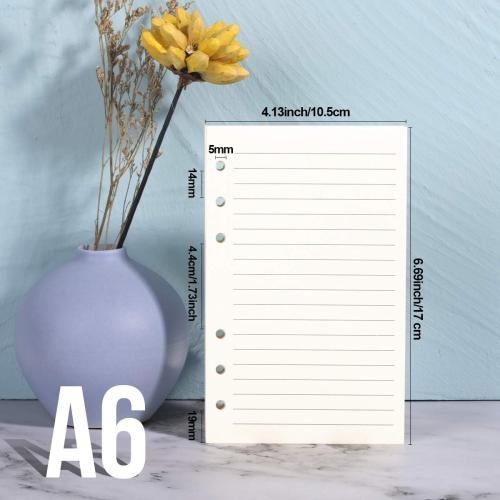 Purture Refill Lined Paper, Leather Journal Refills Lined, 6-Holes Inserts (320 Pages) for A6 Binder Refillable Journals Notebooks, 2 Pack(Each Pack 80 Sheets, 160 Pages)